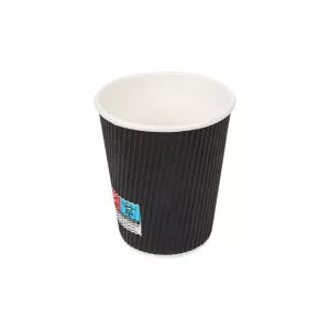 Gobelets boissons chaudes double paroi ondulé noir 240ml